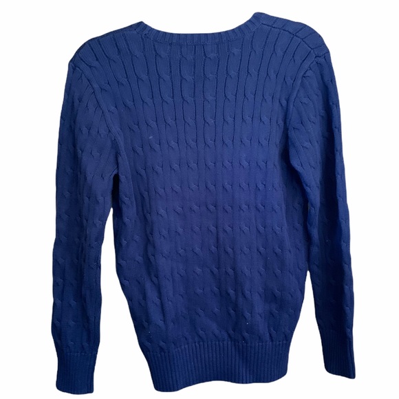 Polo Ralph Lauren navy blue crewneck sweater with red polo logo and tag size L - Picture 2 of 3